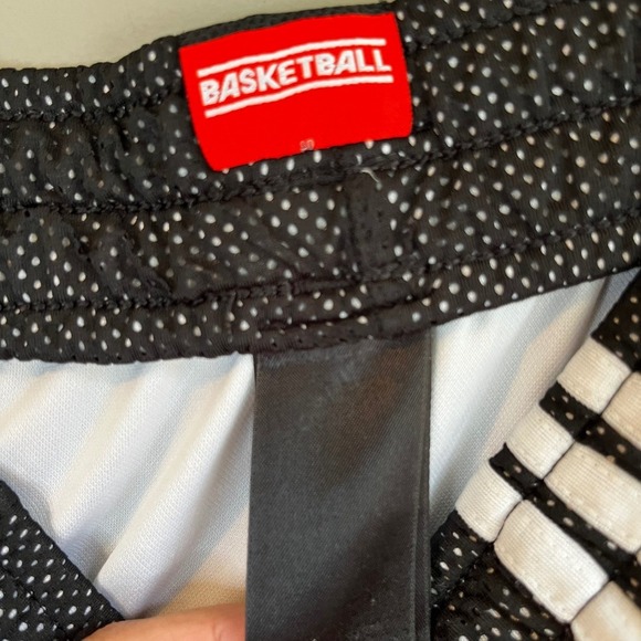 Adidas Basketball Shorts Black White Three Stripe Mesh Athletic Climalite - Picture 5 of 12
